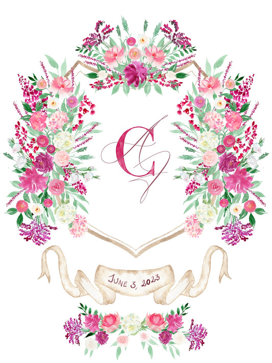 Custom floral Wedding Crest - June 3 2023