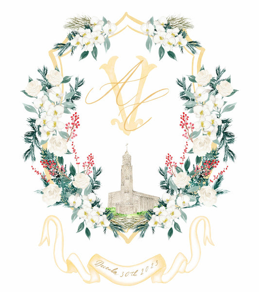 Custom wedding crest with custom wedding venue- December 30 2023