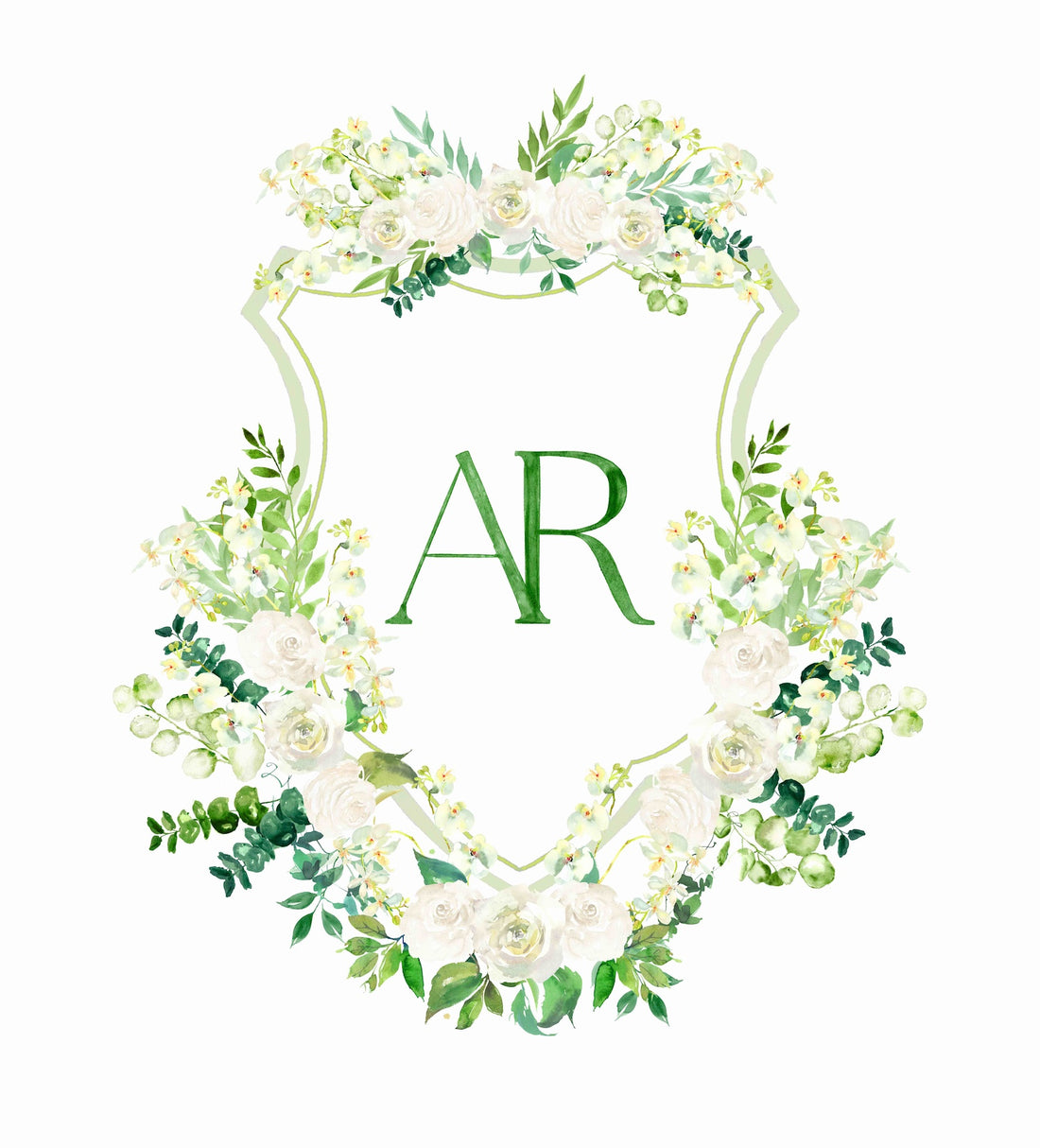 Custom wedding floral crest