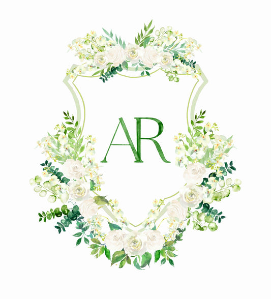 Custom wedding floral crest