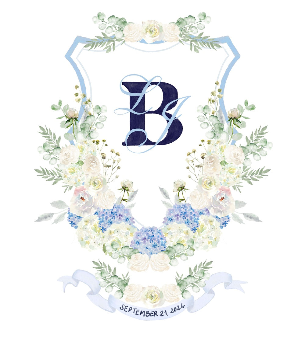 Custom floral wedding crest