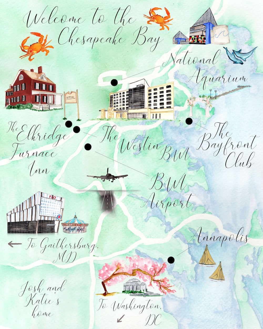 Chesapeake Bay wedding map