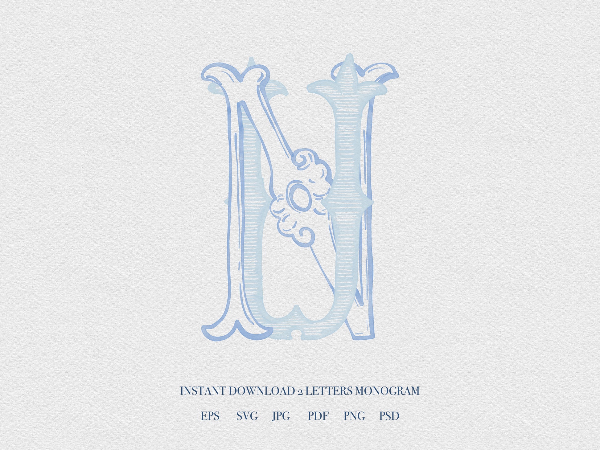 2 Letter Monogram with Letters NU UN | Digital Download - Wedding Monogram SVG, Personal Logo, Wedding Logo for Wedding Invitations The Wedding Crest Lab