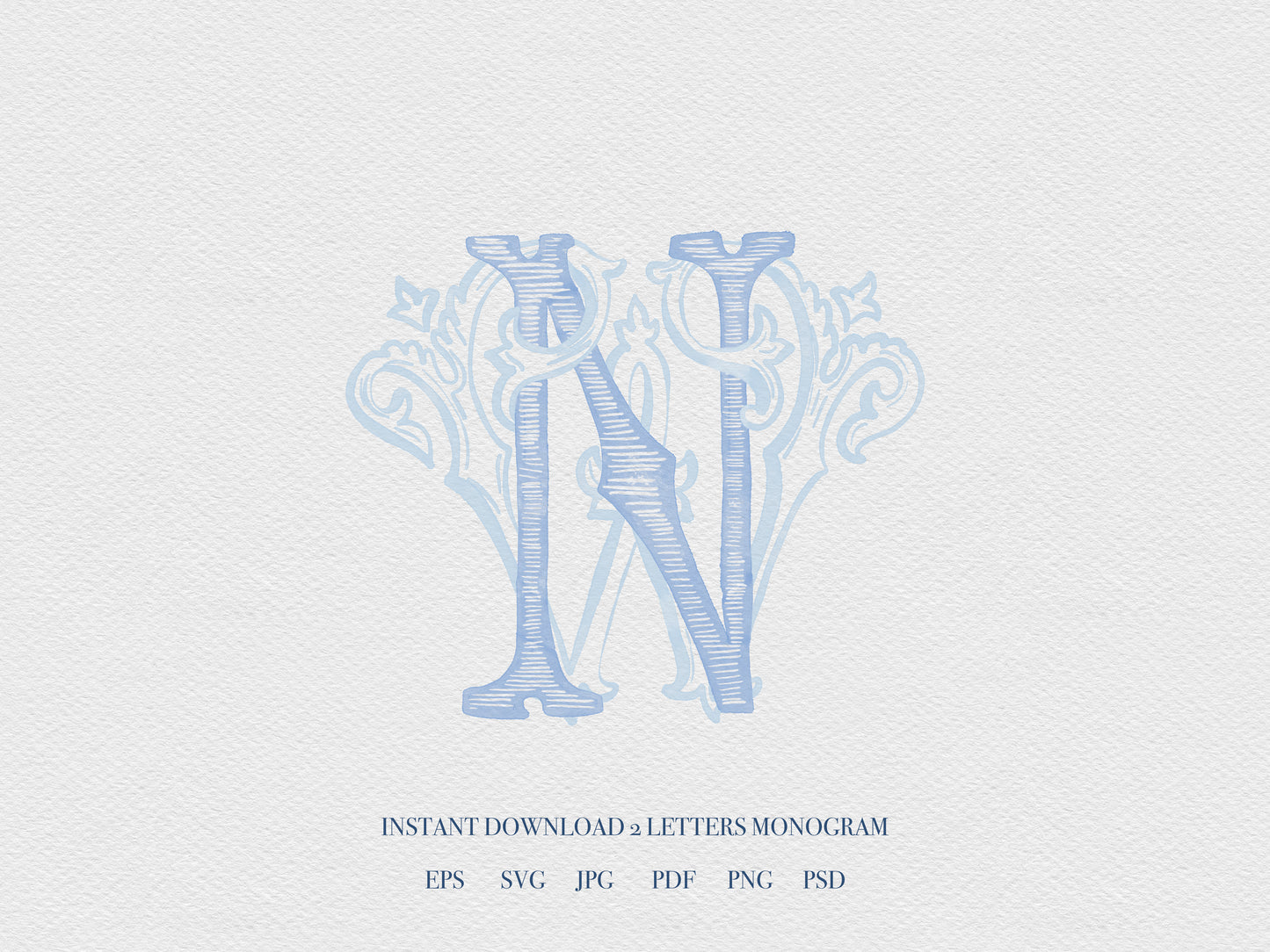 2 Letter Monogram with Letters NW WN | Digital Download - Wedding Monogram SVG, Personal Logo, Wedding Logo for Wedding Invitations The Wedding Crest Lab
