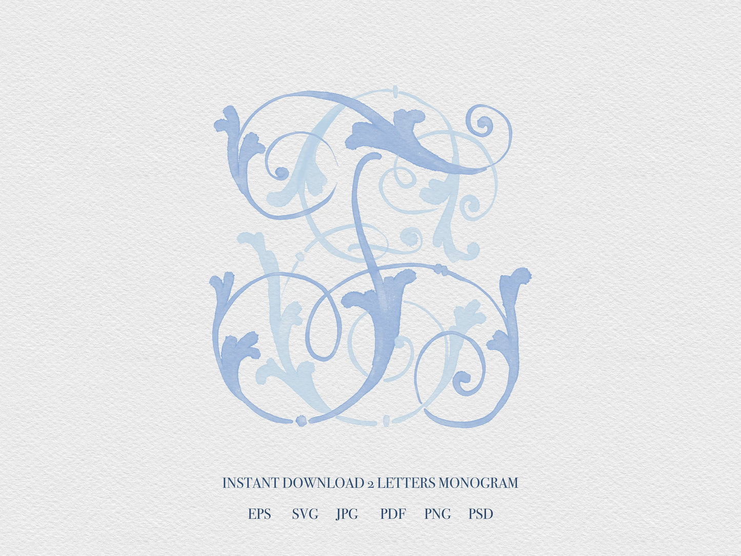 WD 2 Letter Monogram Digital Download - Wedding Monogram SVG