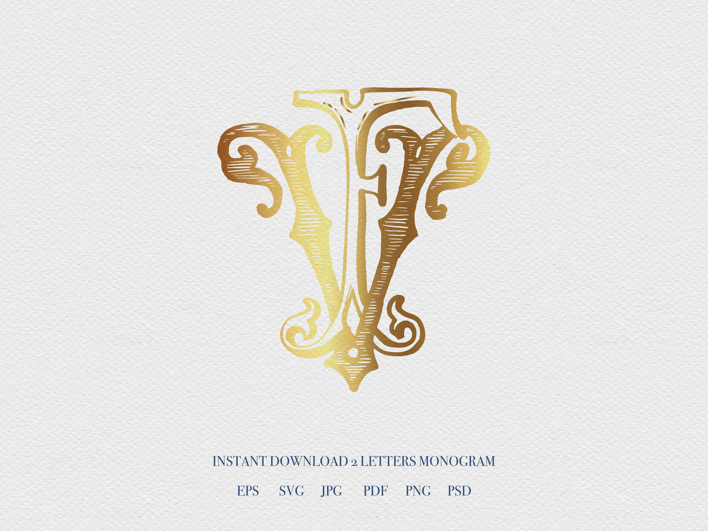 2 Letter Monogram with Letters VF | Digital Download - Wedding Monogram SVG, Personal Logo, Wedding Logo for Wedding Invitations The Wedding Crest Lab