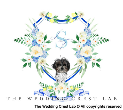 custom wedding crest with dog portraits