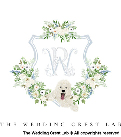 custom wedding crest with dog portraits