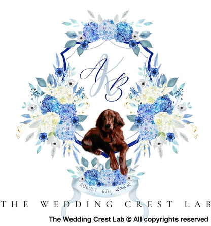 custom wedding crest with dog portraits