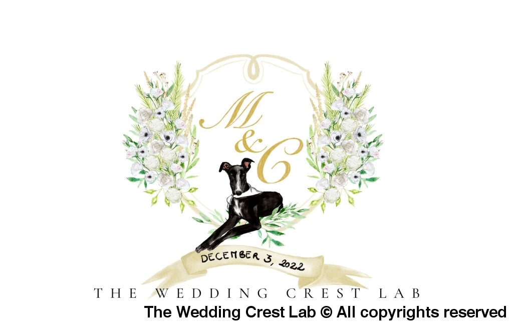 custom wedding crest with dog portraits