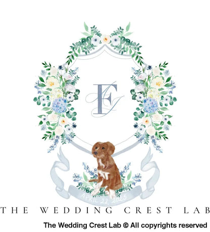 custom wedding crest with dog portraits