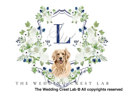 custom wedding crest with dog portraits