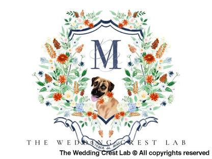 custom wedding crest with dog portraits