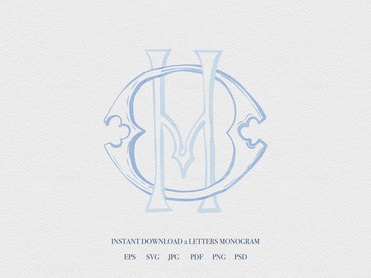 2 Letter Monogram with Letters HO OH | Digital Download - Wedding Monogram SVG, Personal Logo, Wedding Logo for Wedding Invitations The Wedding Crest Lab