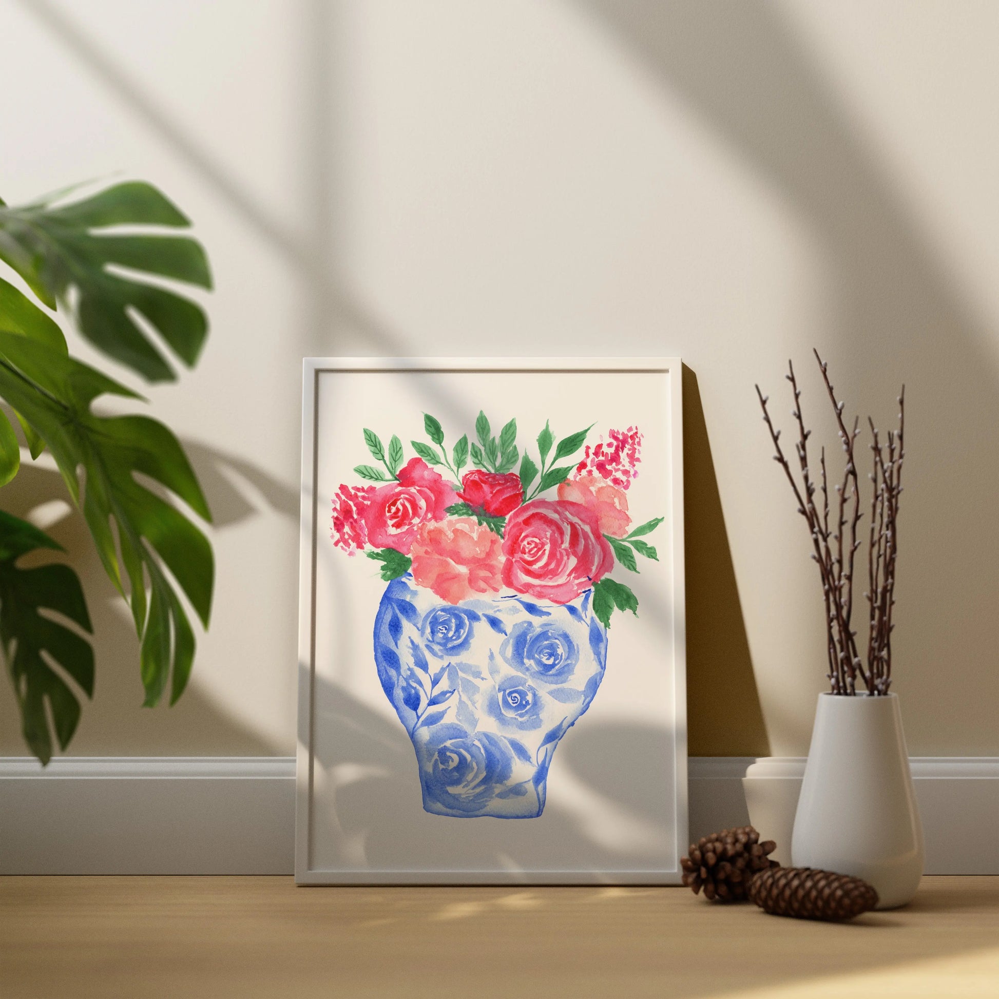 Ginger Jars Art Prints, Watercolor Flowers, Floral Art, Bedroom – The  Wedding Crest Lab