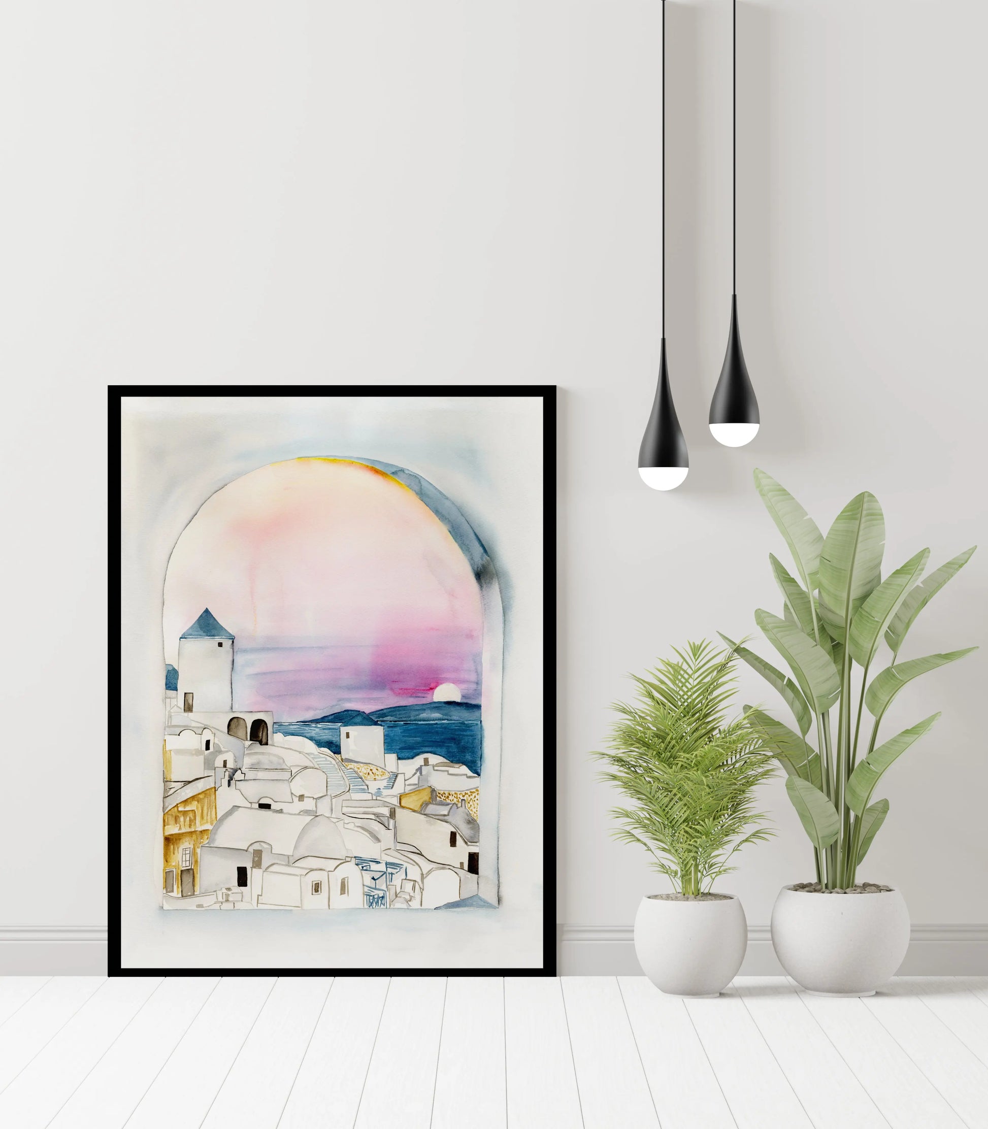 Santorini Print, Santorini Greece Watercolor Painting, Wall Art, Watercolor Print, Art Print Home Decor The Wedding Crest Lab