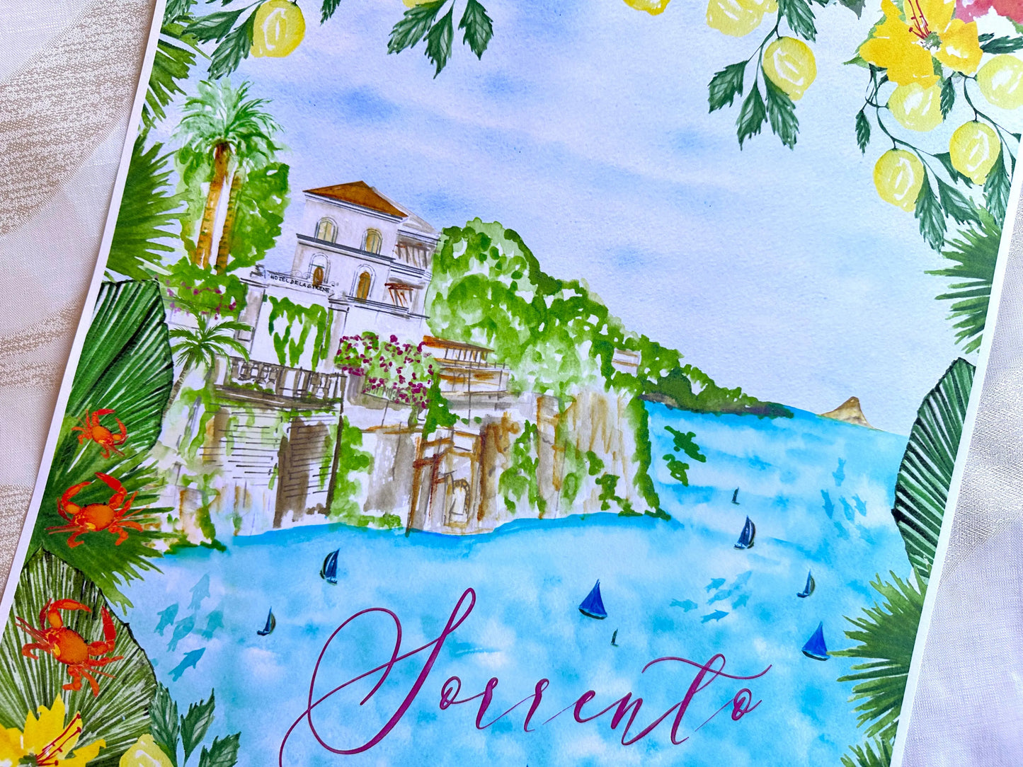 Sorrento print, Sorrento Italy art, Sorrento Watercolor print, Sea poster, City prints The Wedding Crest Lab