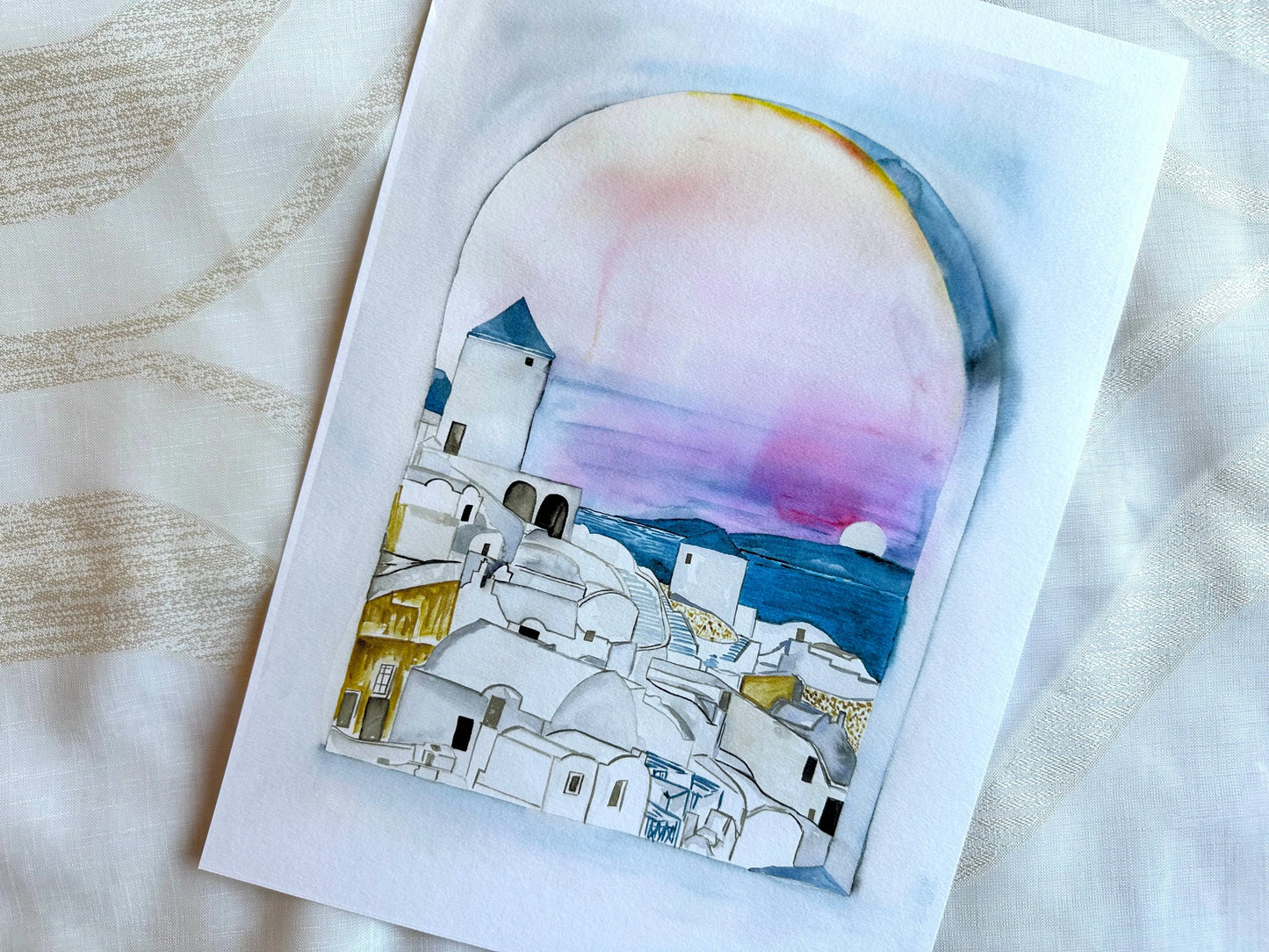 Santorini Print, Santorini Greece Watercolor Painting, Wall Art, Watercolor Print, Art Print Home Decor The Wedding Crest Lab