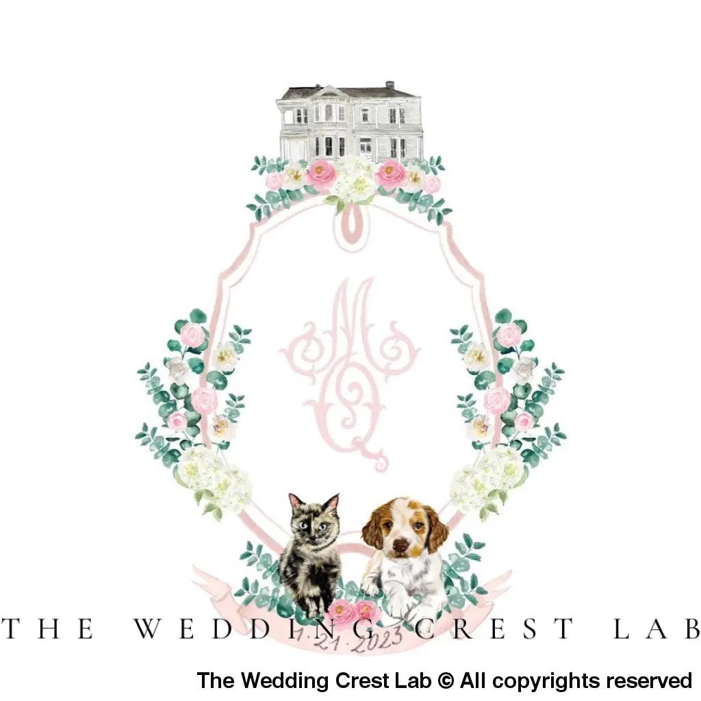 Wedding Crest Monogram Custom Wedding Crest Logo Watercolor 
