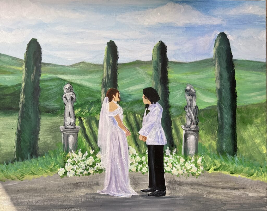 live wedding painter italy in Tuscany